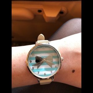 Blue and white striped watch